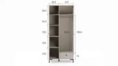 Шкаф двухдверный Zima, цвет Дуб сильверджек ореховый + Глиняный серый фото - 11 - превью