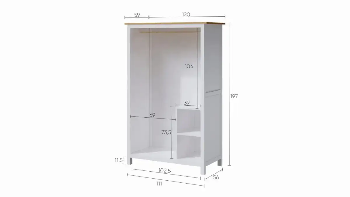 Шкаф с раздвижными дверями Terek, цвет Белый + светло-коричневый фото - 9 - большое изображение