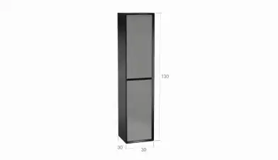 Шкаф навесной двухдверный вертикальный Glass, цвет Черный + Серый фото - 6 - превью