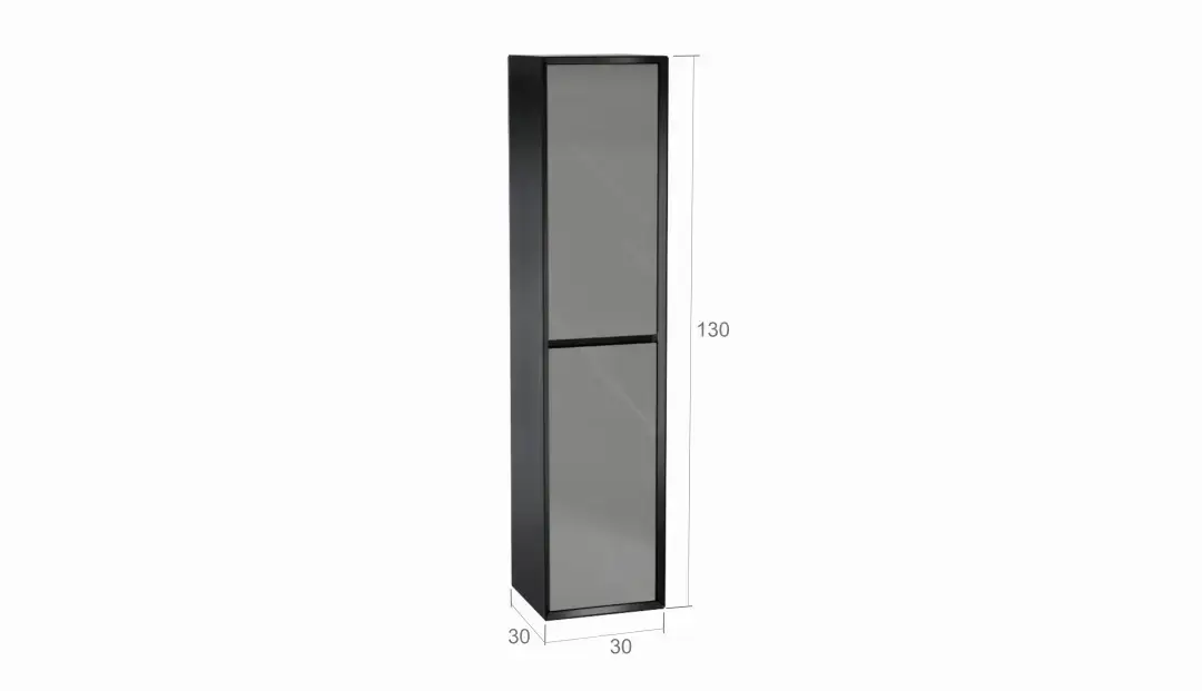 Шкаф навесной двухдверный вертикальный Glass, цвет Черный + Серый фото - 6 - большое изображение