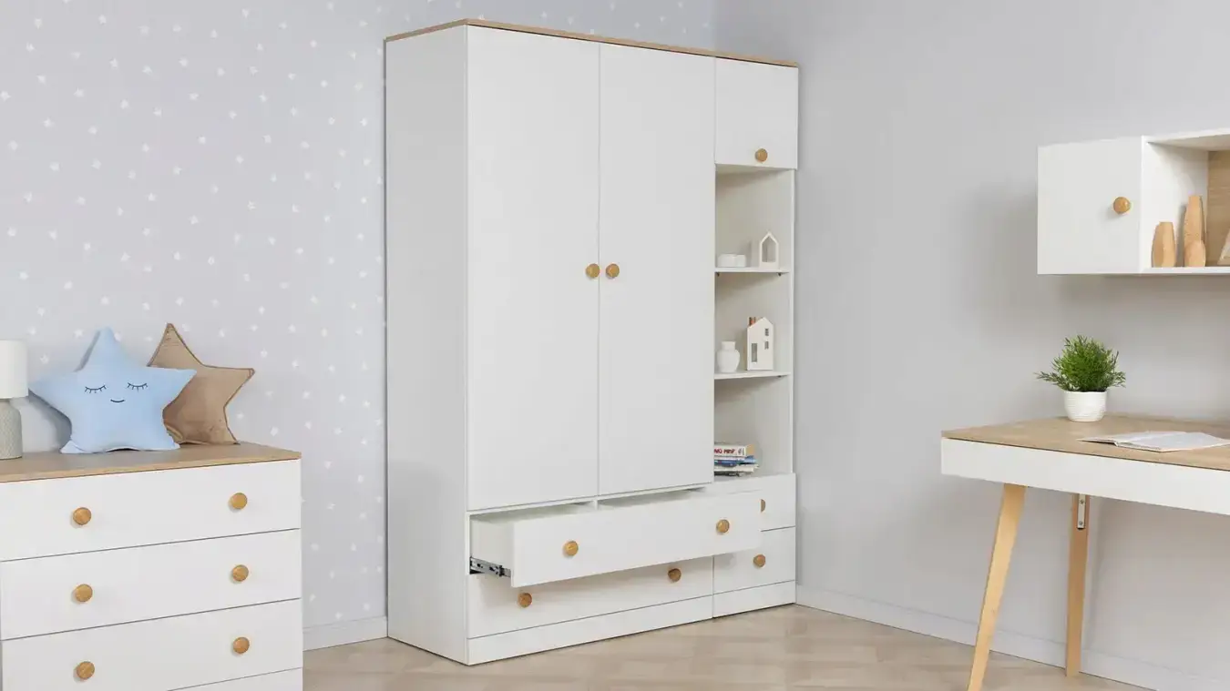 Шкаф двухдверный Mellow, цвет Белый премиум + Дуб Сонома фото - 4 - большое изображение