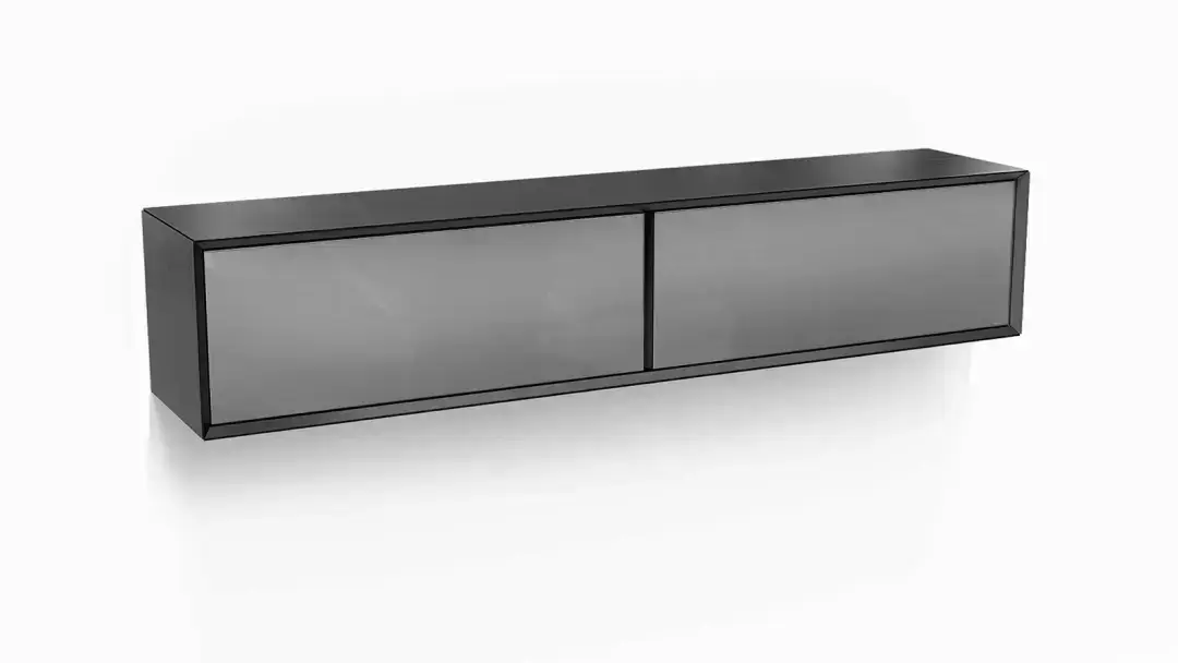 Шкаф навесной двухдверный горизонтальный Glass, цвет Черный + Серый фото - 1 - большое изображение