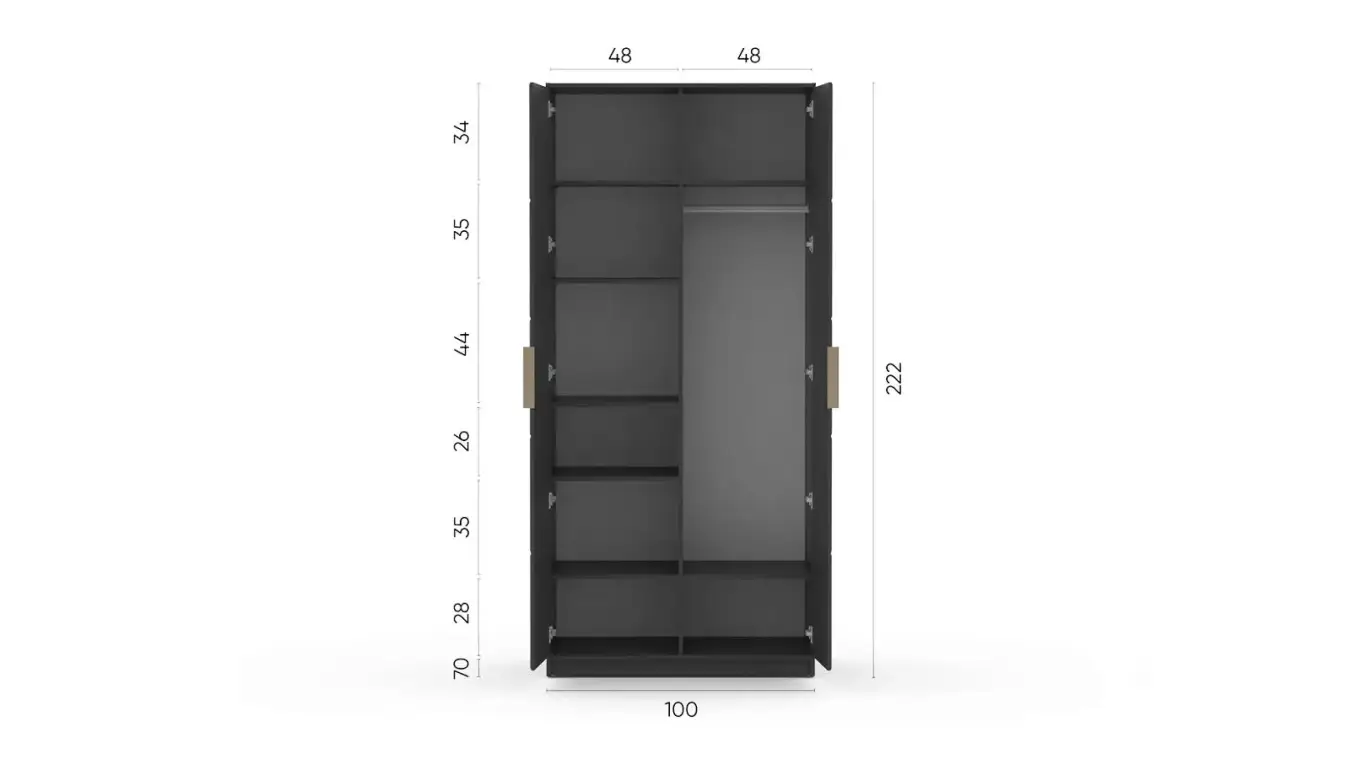 Шкаф двухдверный Selenga, цвет Черный Графит фото - 5 - большое изображение