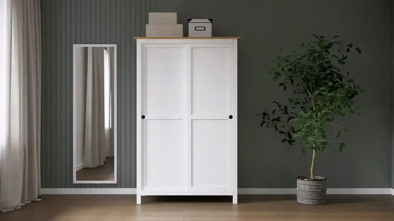 Шкаф с раздвижными дверями Terek, цвет Белый + светло-коричневый фото - 1 - большое изображение