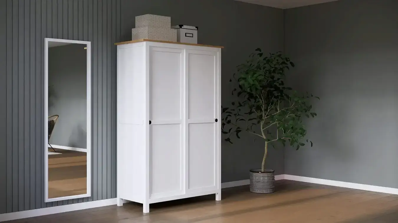 Шкаф с раздвижными дверями Terek, цвет Белый + светло-коричневый фото - 2 - большое изображение