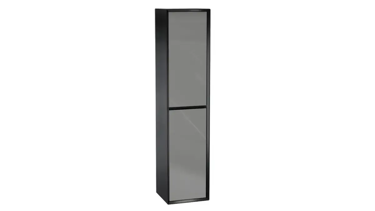 Шкаф навесной двухдверный вертикальный Glass, цвет Черный + Серый фото - 1 - большое изображение