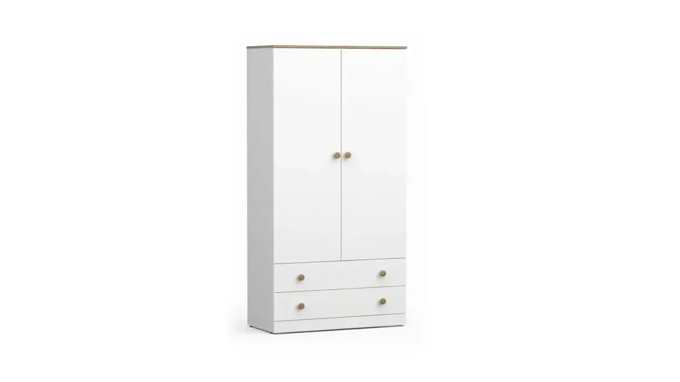 Шкаф двухдверный Mellow, цвет Белый премиум + Дуб Сонома фото - 1 - большое изображение