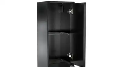 Шкаф навесной двухдверный вертикальный Glass, цвет Черный + Серый фото - 3 - превью
