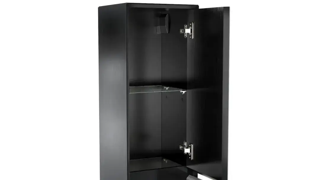 Шкаф навесной двухдверный вертикальный Glass, цвет Черный + Серый фото - 3 - большое изображение
