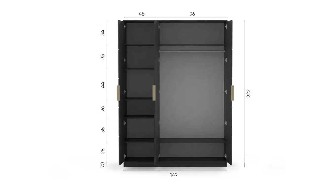 Шкаф трехдверный Selenga, цвет Черный Графит фото - 5 - большое изображение
