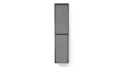 Шкаф навесной двухдверный вертикальный Glass, цвет Черный + Серый фото - 2 - превью