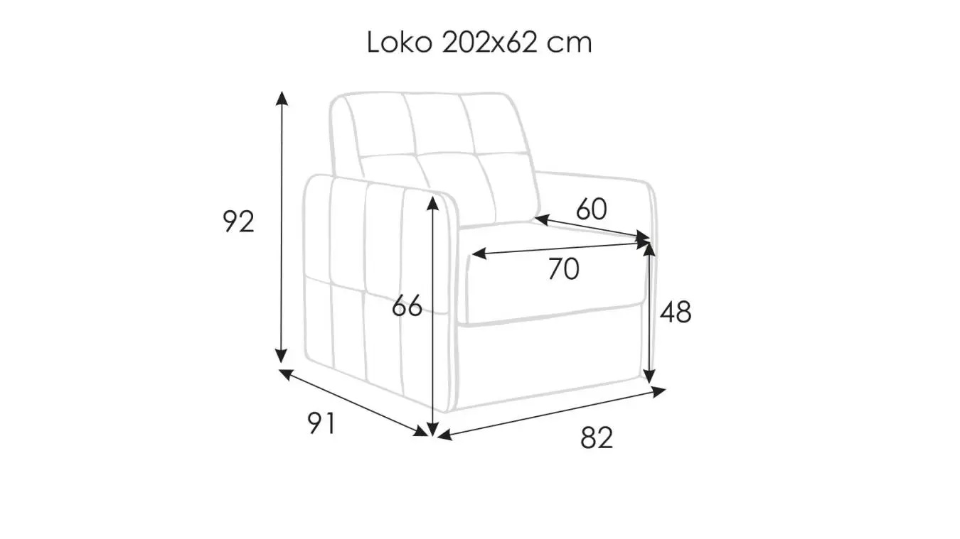Кресло-кровать LOKO с узкими подлокотниками картинка - 2 - большое изображение