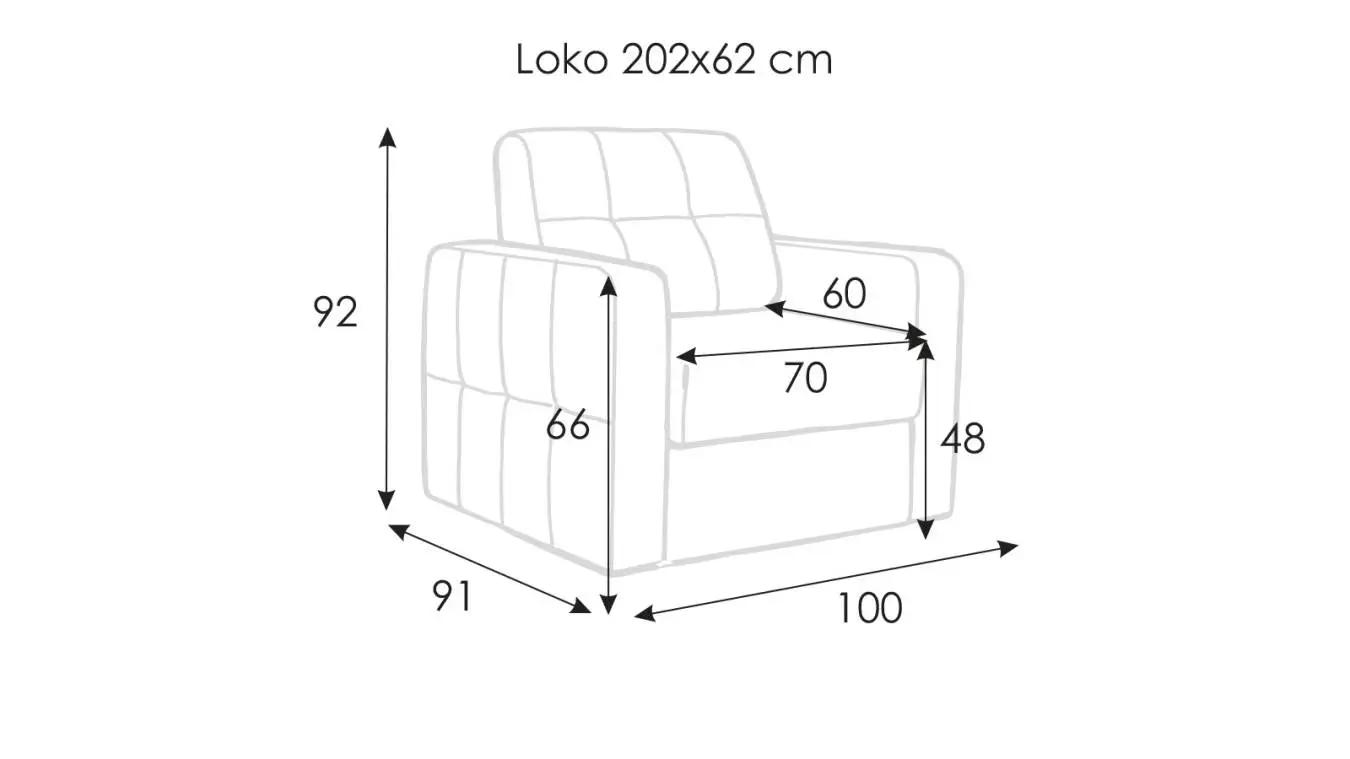 Кресло-кровать LOKO с широкими подлокотниками картинка - 8 - большое изображение