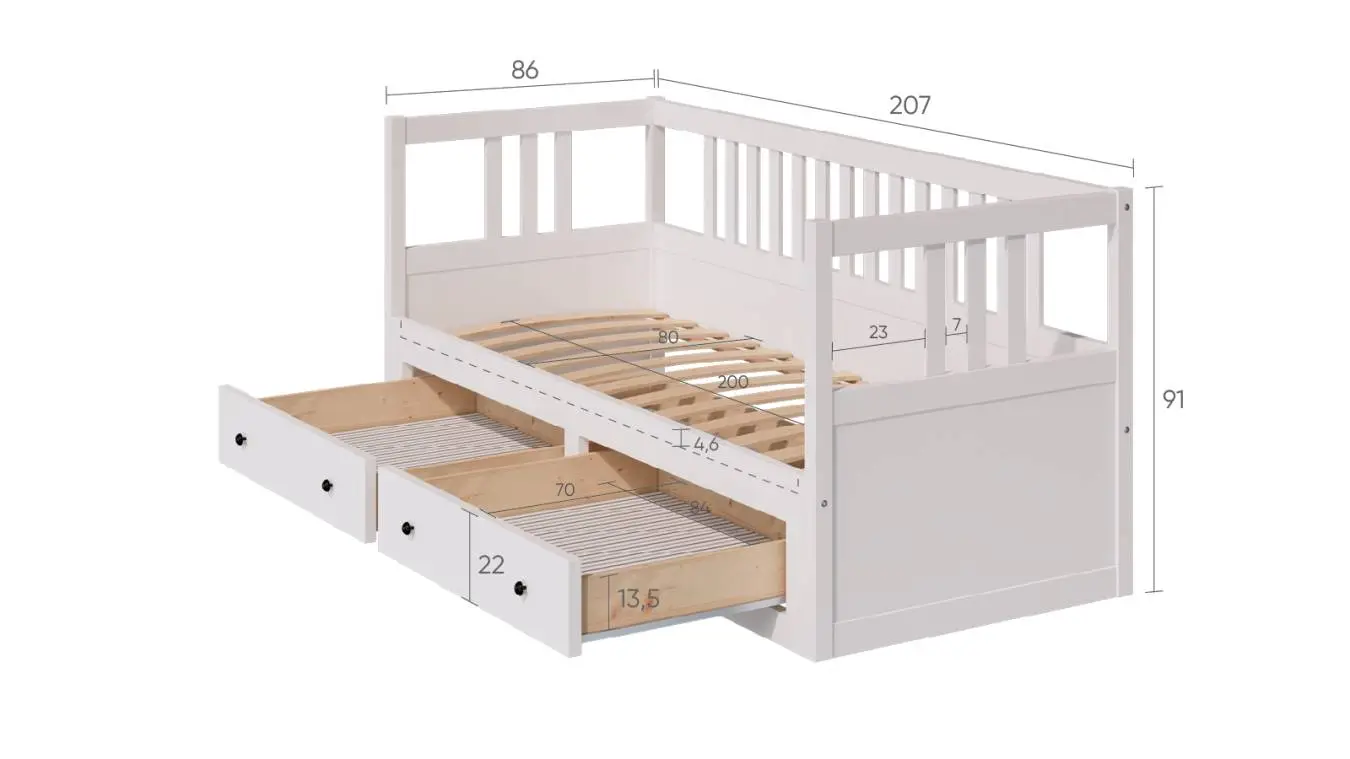 Детская кровать Ruby с ящиками, цвет белый Askona фото - 5 - большое изображение