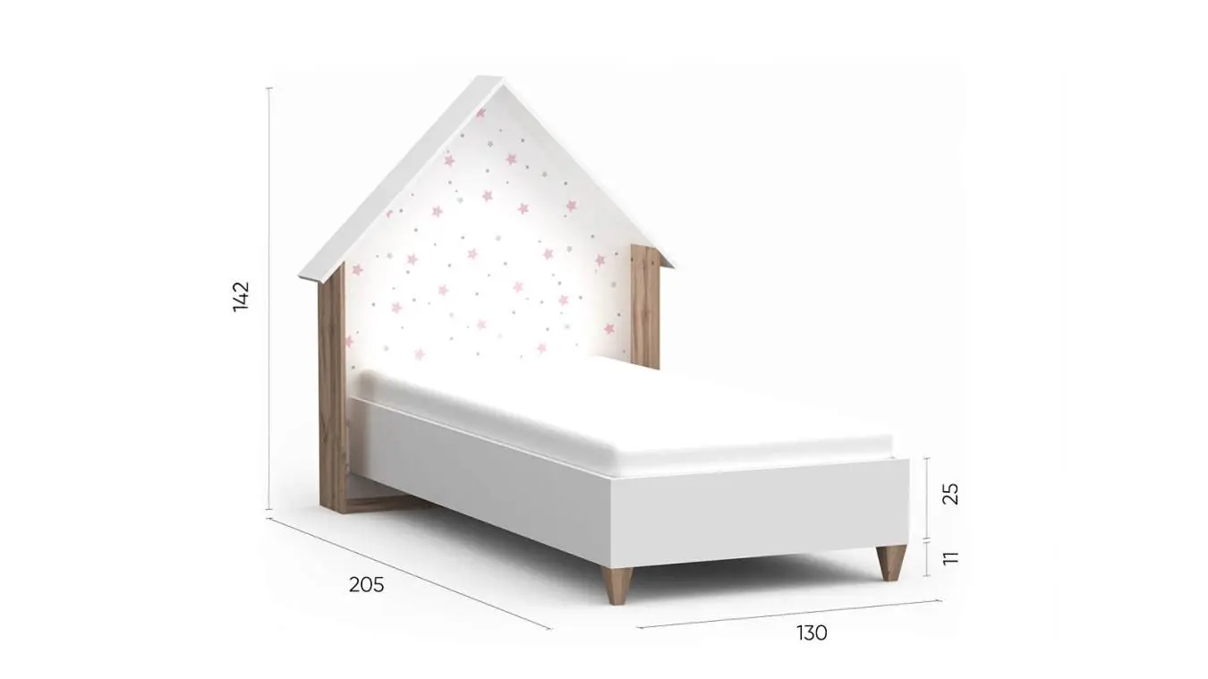 Детская кровать Nicky, цвет: Белый премиум + Дуб Натюрель + Розовый декор Askona фото - 9 - большое изображение