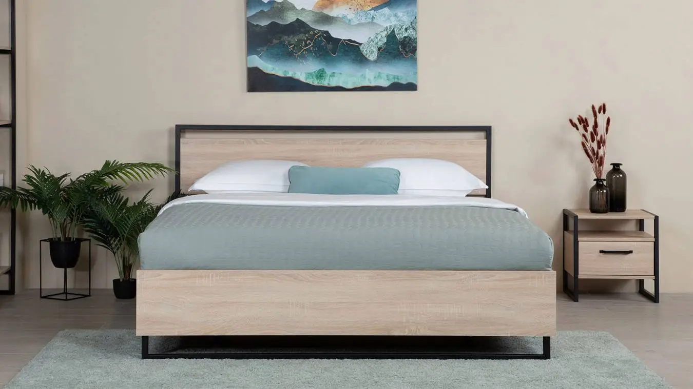 Кровать Moris, цвет Дуб бардолино из лдсп в современном стиле Askona фотография товара - 2 - большое изображение