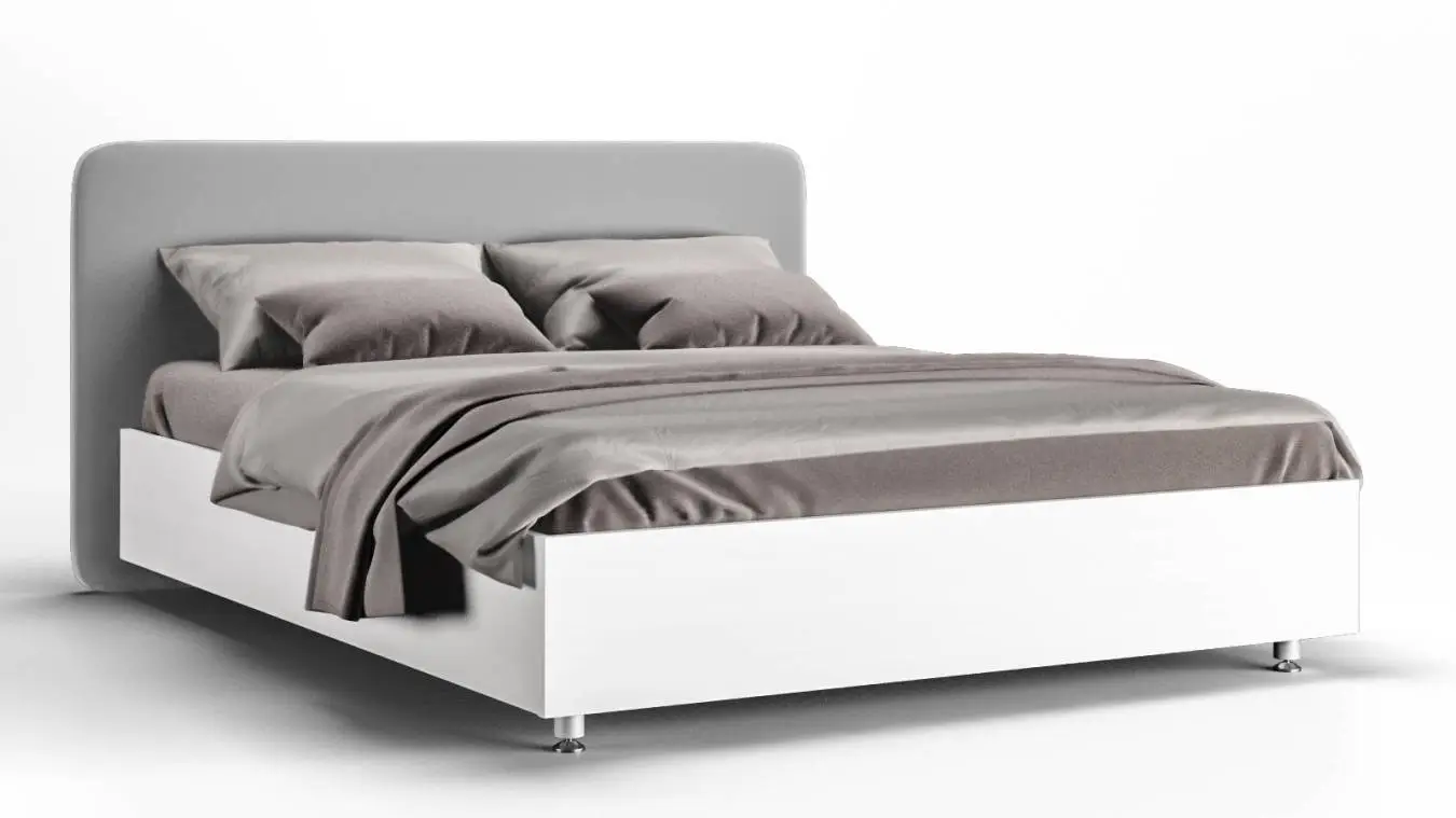 Мягкая кровать Bliss Ice, цвет Белый премиум на высоких ножках с прямым изголовьем Askona фотография товара - 3 - большое изображение