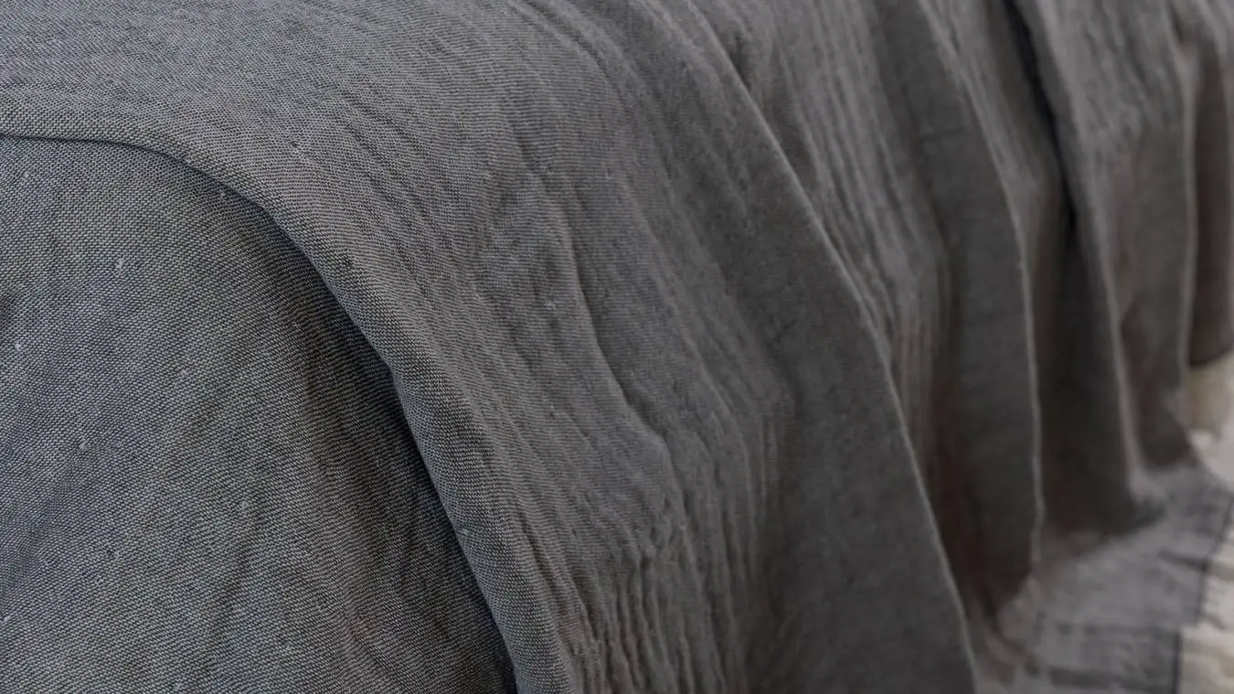 Плед All Natural с бахромой (хлопок муслин), цвет серый Askona фото - 3 - большое изображение