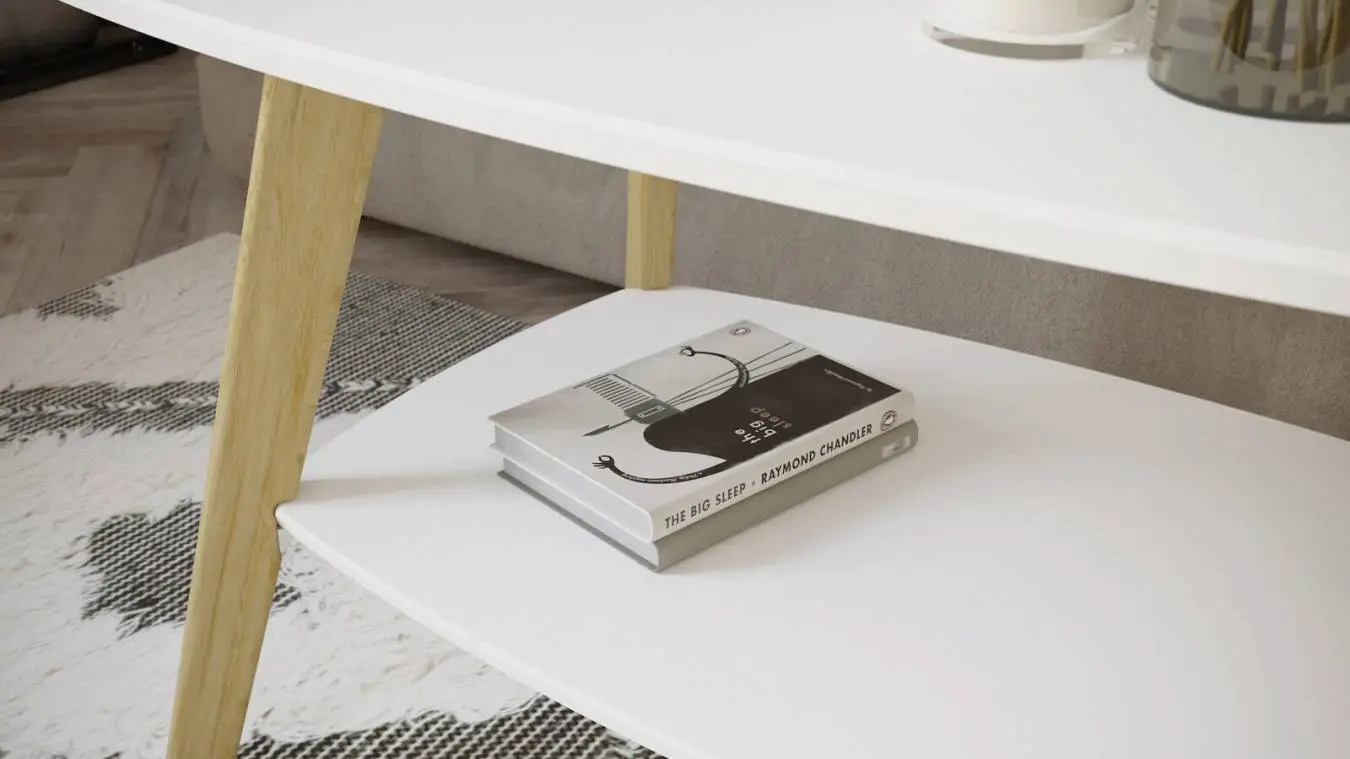 Журнальный столик Barrin, белый/дуб янтарный фото - 2 - большое изображение