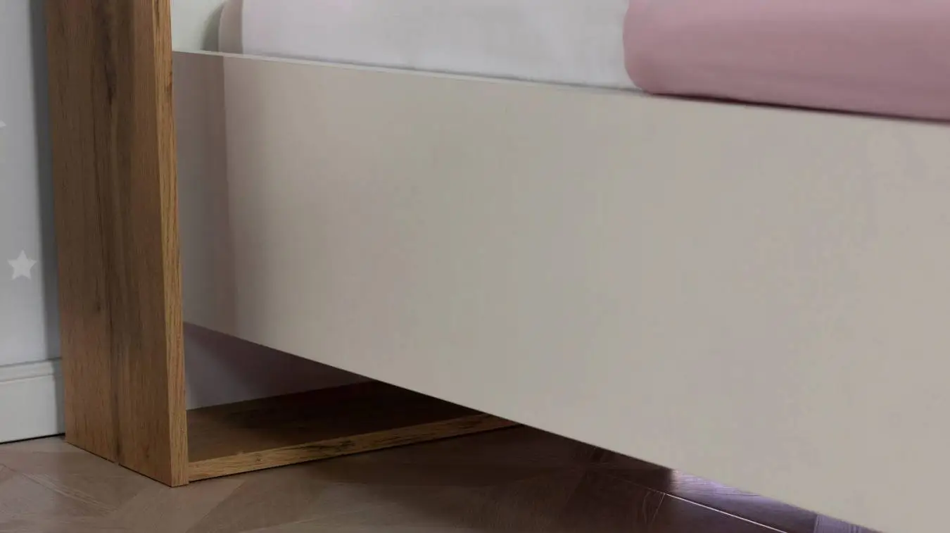 Детская кровать Nicky, цвет: Белый премиум + Дуб Натюрель + Розовый декор Askona фото - 5 - большое изображение