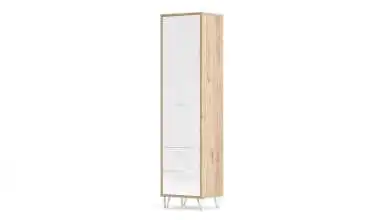 Шкаф однодверный с 2 ящиками Agira, цвет Гикори кингстон+Белый блеск фото - 1 - превью