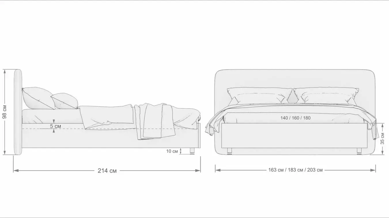 Мягкая кровать Bliss Ice, цвет Белый премиум на высоких ножках с прямым изголовьем Askona фотография товара - 8 - большое изображение