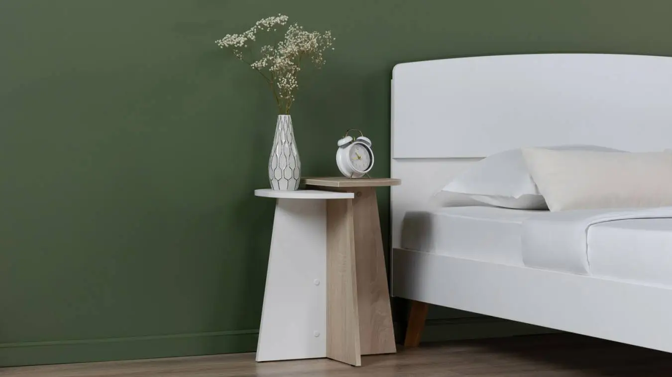 Столик прикроватный Lexy, цвет Дуб Бардолино натуральный + Белый премиум фото - 5 - большое изображение