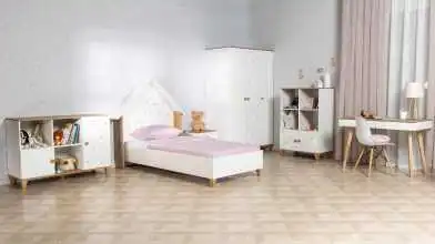 Детская кровать Nicky, цвет: Белый премиум + Дуб Натюрель + Розовый декор Askona фото - 2 - превью
